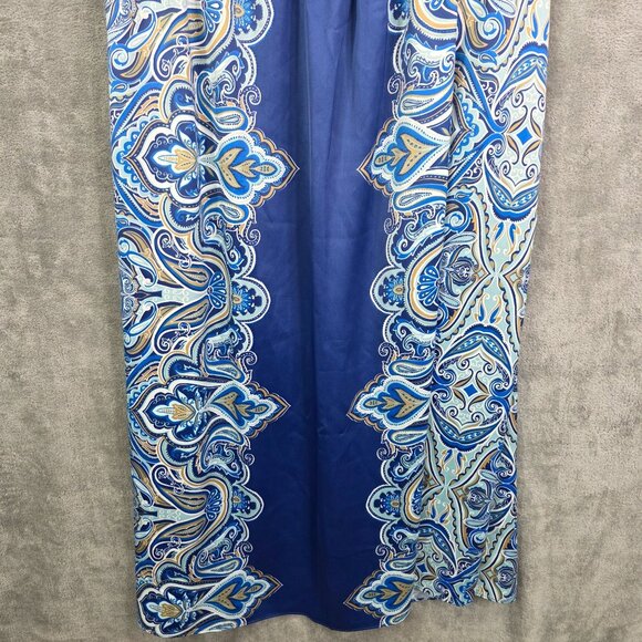 Womens Blue Paisley Halter Maxi Dress With Elastic Waist 100% Polyester Size M - Picture 3 of 10
